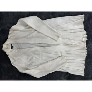 Catherine Malandrino Long Open Front Duster Cardigan Sweater Size XL~White